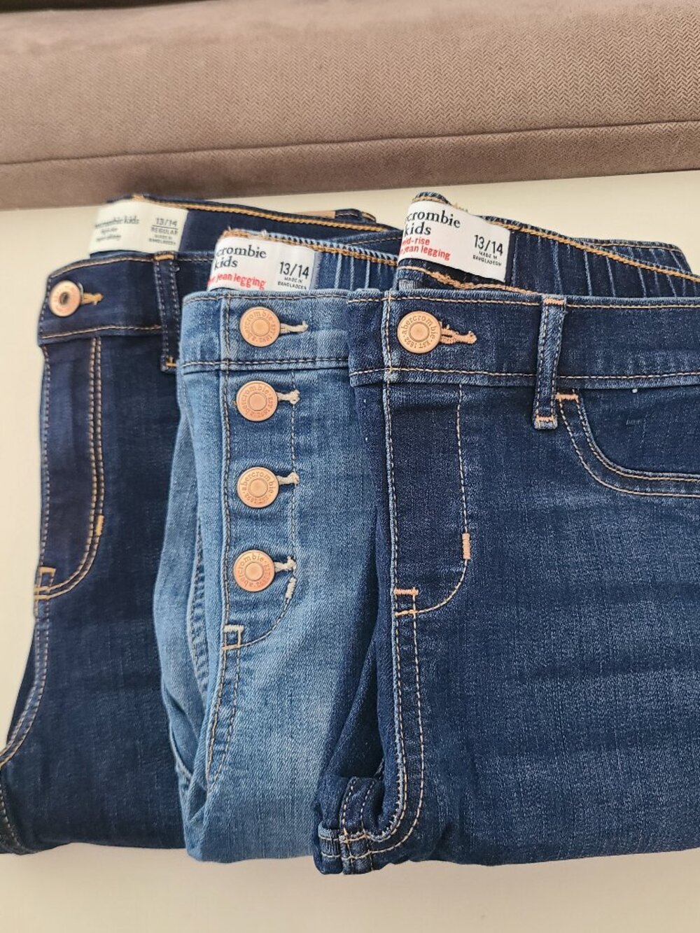 Lot Of 3 Abercrombie Kids Girls Sz 13/14 Light Medium Dark Wash Skinny Jeans